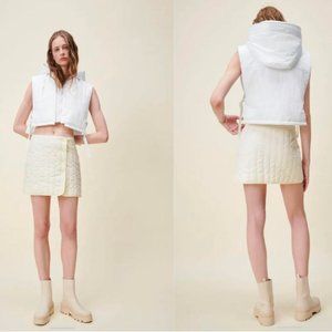 🆕 zara cream quilted puffer wrap snap skirt